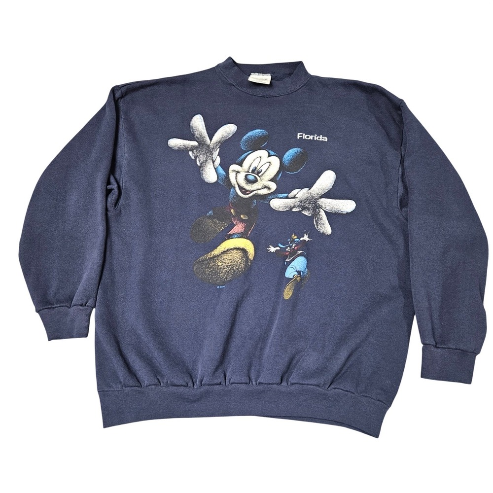 Vintage Mickey Mouse Sweatshirt XL Navy Florida 90s Y2K Goofy Graphic Disneyc
